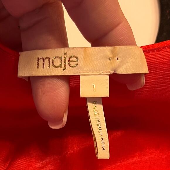 Maje Red Rahon Satin Mini Dress Size Small - Picture 8 of 12
